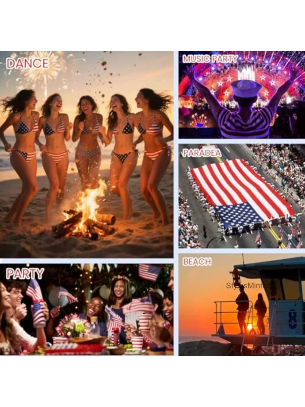 Women's Patriotic Flag High Waist Bikini 2 Piece Swimsuit Set